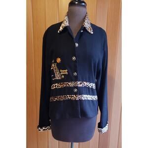 Gepetto vintage size small black & cheetah print Light Weight Jacket